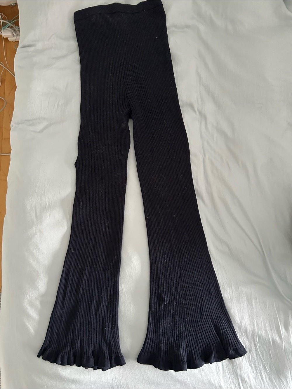 H&M Navy Ribbed Flare Pants